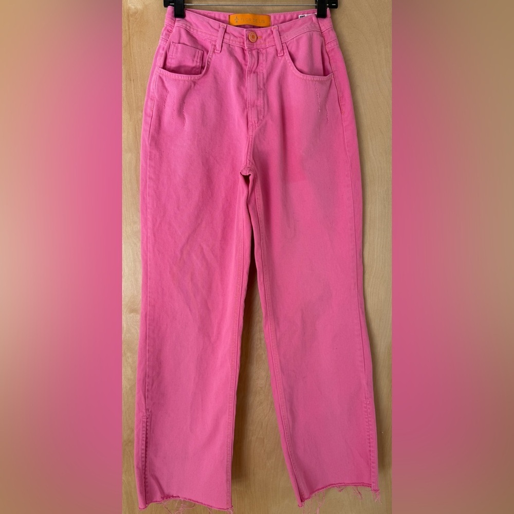 Flor De Lis Calça Jeans Wide Leg "Jade" In Rosa Wash - Picture 6 of 14